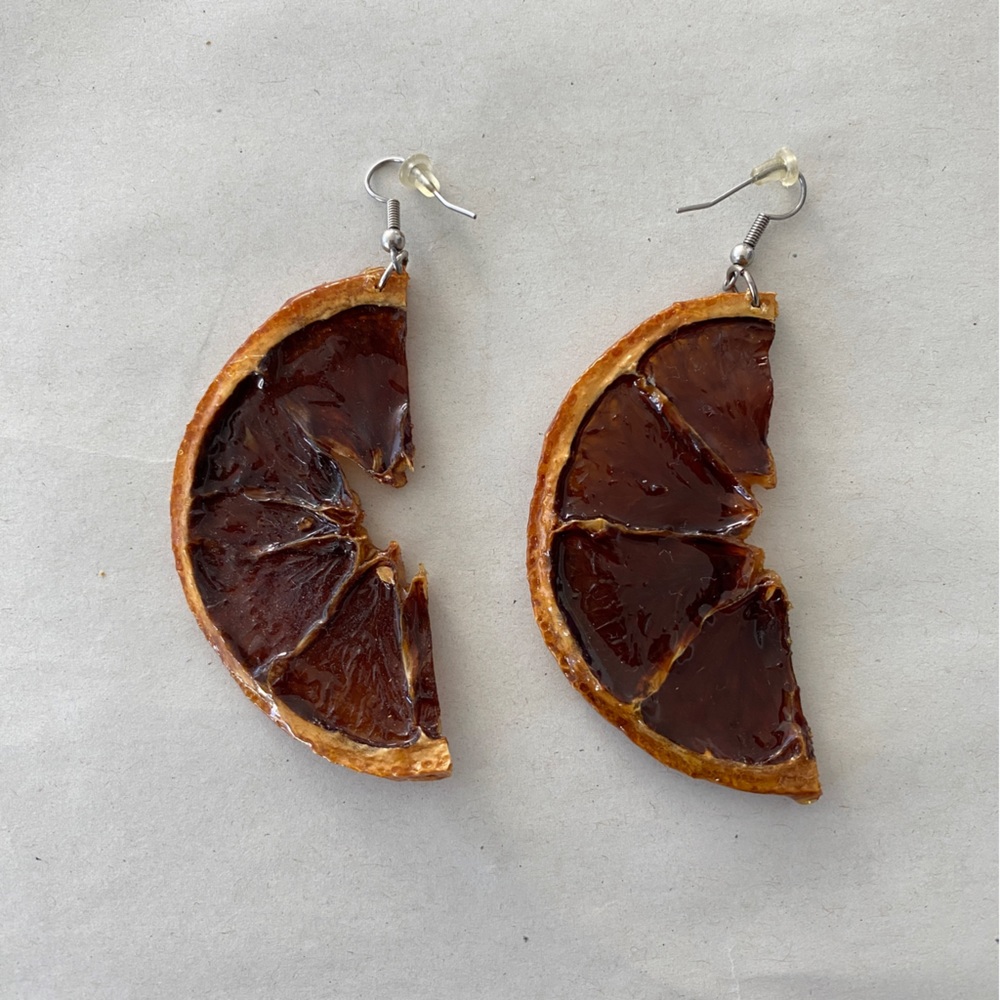 Real orange earrings